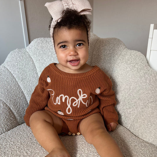 LINA'S KNITTED ROMPER | PUMPKIN