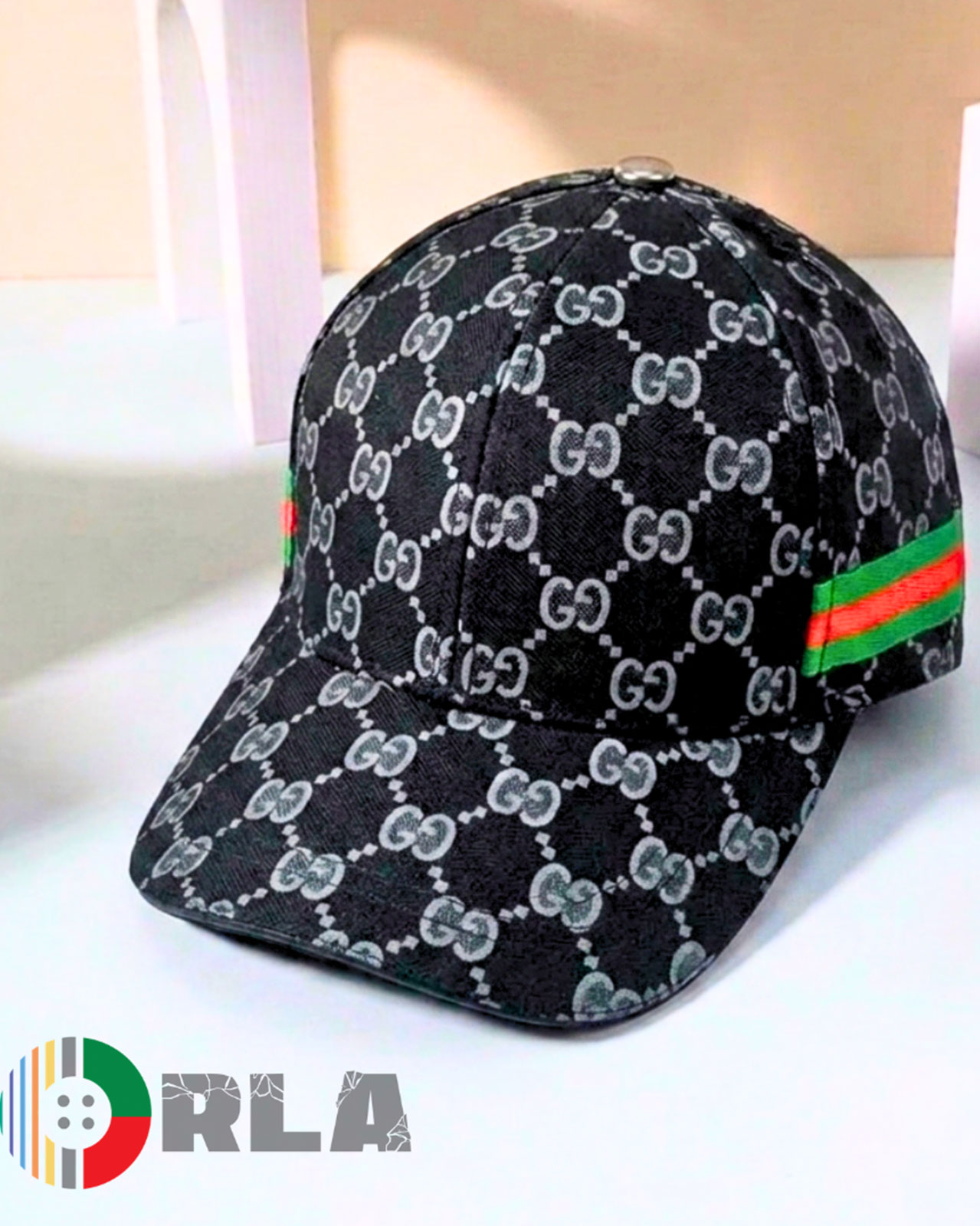 c--Cap-orla Gucci Inspired Black GG Pattern Baseball Cap - Image 1