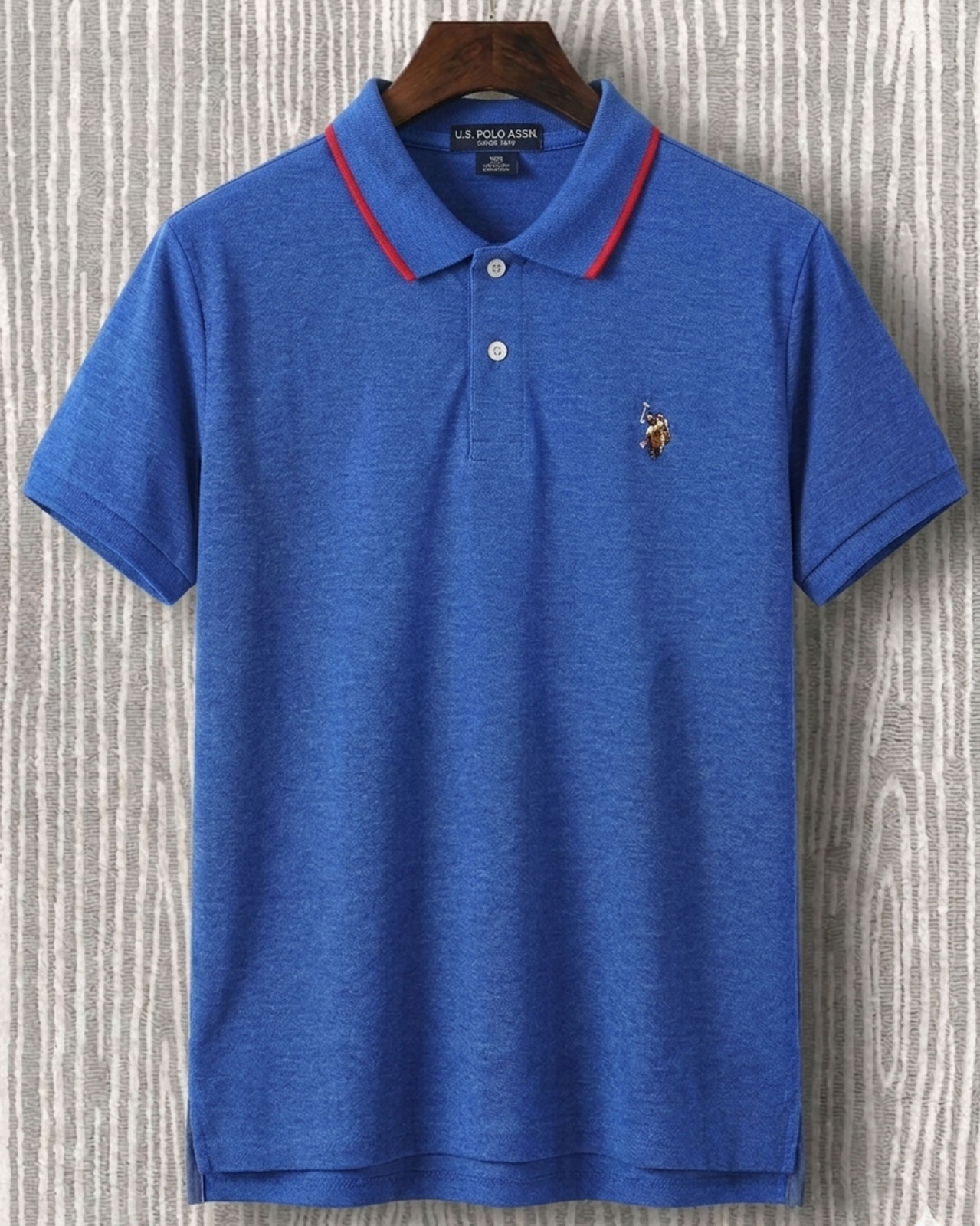 US-Polo-Royal-Blue U.S. Polo Assn. Men’s Royal Blue Contrast Collar Polo Shirt - Image 1