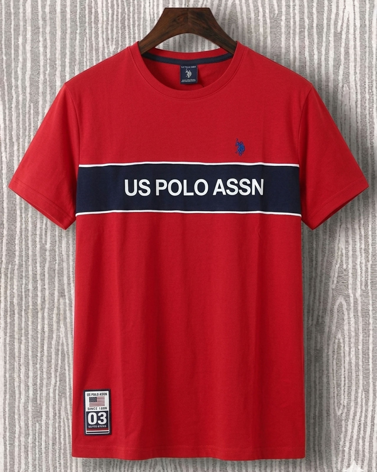 US-Polo-red US Polo Assn Printed Cotton T-Shirt | Red - Image 1